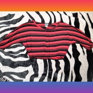 Red & black striped crop top